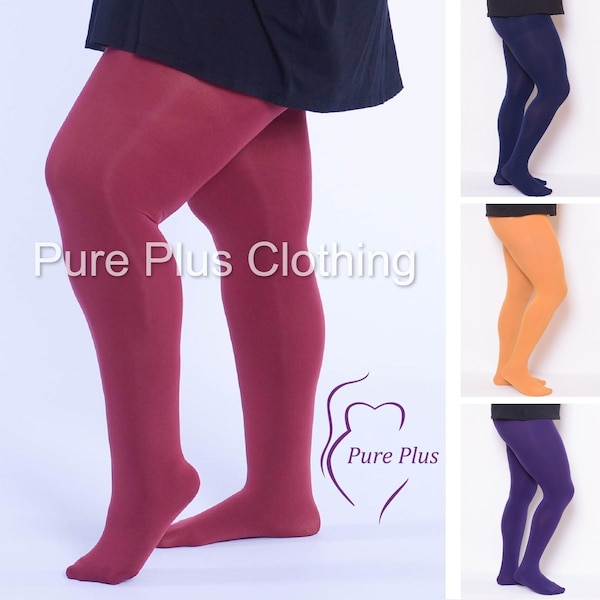 Plus Size Tights Pantyhose 90 Denier, Made in Italy, High Waisted, Black, Blue, Green, Yellow, Purple, Rust, Red UK 22 - 32 90 DENIER TIGHTS