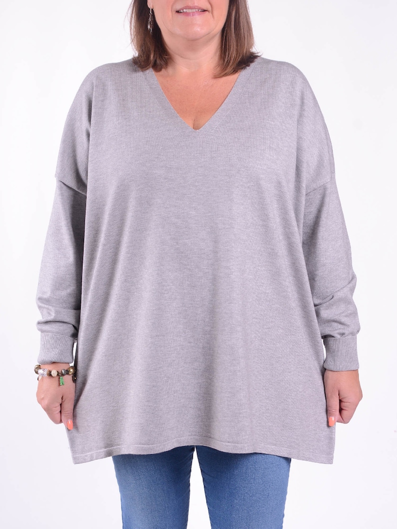 Pure Plus Clothing Exclusive Ladies Womens Lagenlook Oversized Soft Knit V Neck Jumper 60 Bust