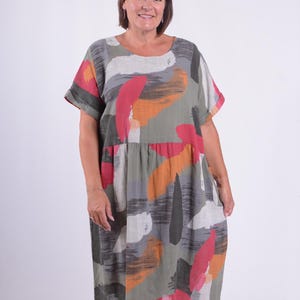 Ladies Women&#39;s Lagenlook Loose Flowy Plus Size Dress, Layering, Quirky, Cotton, Casual, UK 18 20 22 24 26  *Star Seller* - 9651