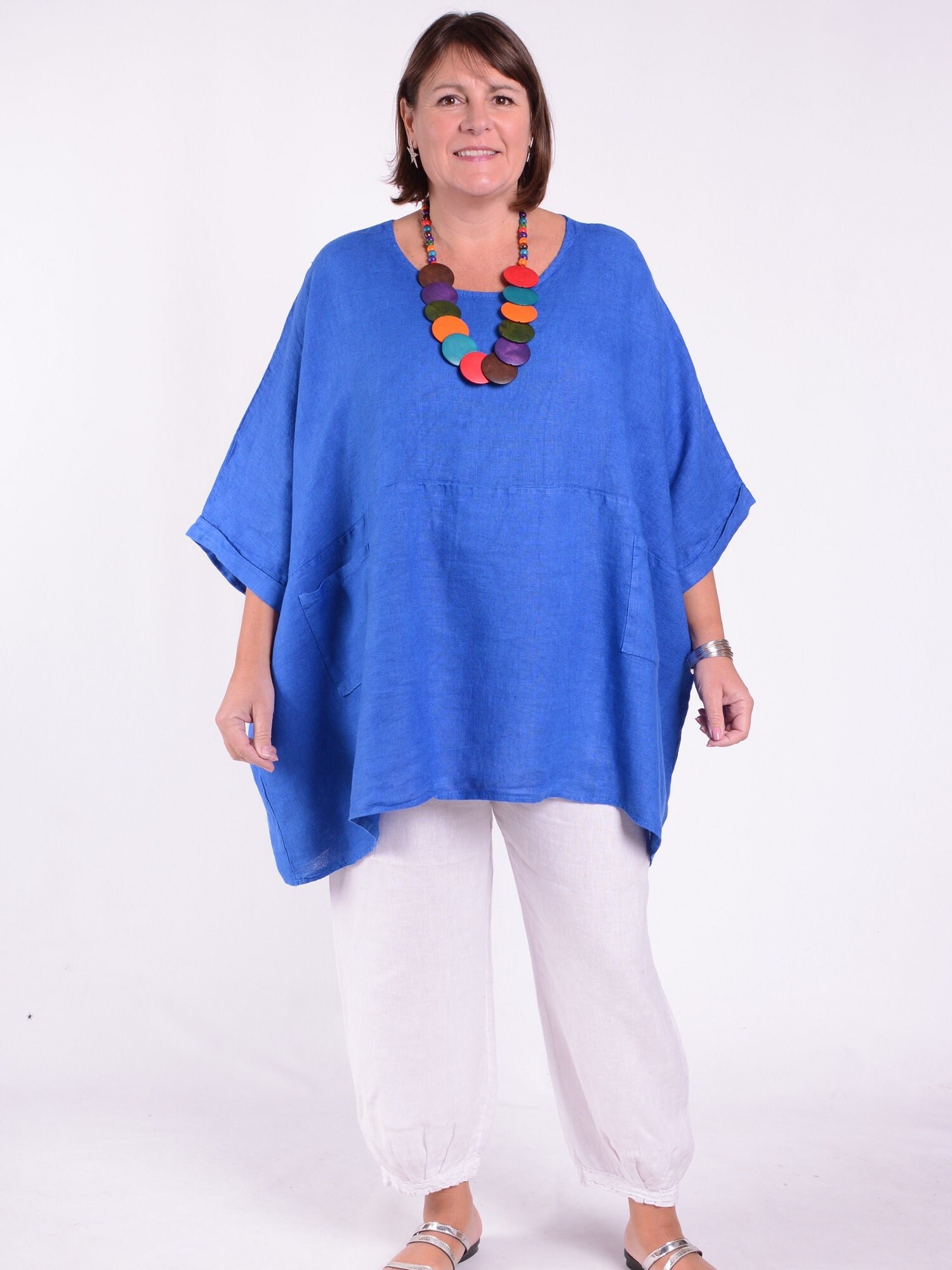 LAGENLOOK Tunica Camicia Lunga Volante Pulli 44 46 48 50 52 54 56 - Foto 7