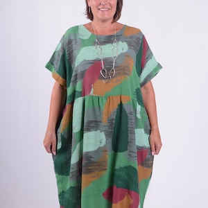 Ladies Women&#39;s Lagenlook Loose Flowy Plus Size Dress, Layering, Quirky, Cotton, Casual, UK 18 20 22 24 26  *Star Seller* - 9651