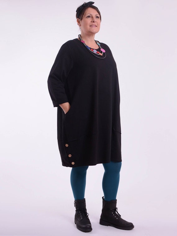 Made in Italy Women s Lagenlook Quirky Plus Size Jersey Cotton Casual Tunic Jersey Dress With Pockets UK Size 16 18 20 22 10667 1 Etsy