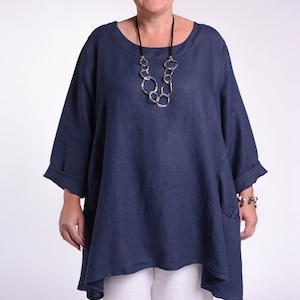 Lagenlook Linen Tunic Top, Women's Tunic, Plus Size Tunic, Linen Tunics for women, Natural Linen Tunic Top Star Seller 9415 1 zdjęcie 3