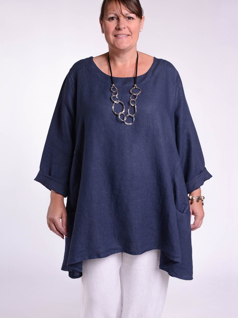 Lagenlook Linen Tunic Top, Women's Tunic, Plus Size Tunic, Linen Tunics for women, Natural Linen Tunic Top Star Seller 9415 1 zdjęcie 3