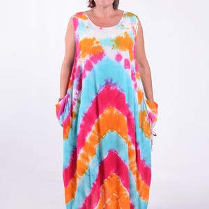 Lagenlook Plus Size Dress, Maxi Dress, Colourful Dress, Dress with pockets, *Star Seller* Tie Dye Dress, Size 18, 20, 22, 24, 26, 28 - TD1