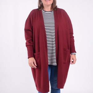 Ladies Lagenlook Plus Size Quality Luxury Soft Knit Cardigan with pockets Long Relaxed Black, Blue, Green, Red, Grey - CT1