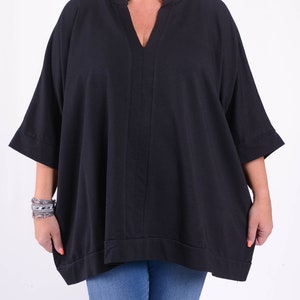 Womens Ladies Lagenlook Plus Size Oversized Tunic Top Cotton Stylish Loose Layering Boho - 11619