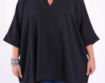 Womens Ladies Lagenlook Plus Size Oversized Tunic Top Cotton Stylish Loose Layering Boho - 11619