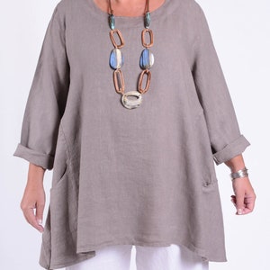 Lagenlook Linen Tunic Top, Women's Tunic, Plus Size Tunic, Linen Tunics for women, Natural Linen Tunic Top Star Seller 9415 1 zdjęcie 1