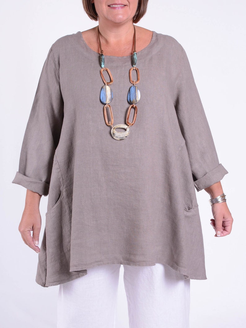 Lagenlook Linen Tunic Top, Women's Tunic, Plus Size Tunic, Linen Tunics for women, Natural Linen Tunic Top Star Seller 9415 1 zdjęcie 1