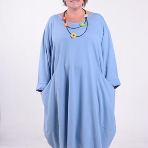 Ladies Women&#39;s Lagenlook Loose Flowy Plus Size Balloon Dress, Layering, Quirky, Cotton, UK 20 22 24 26 28 30 32 *Star Seller* 9451