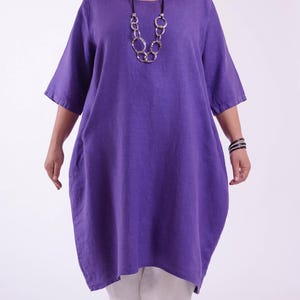 Ladies Lagenlook Linen Dress, Quality Fabric, Made in Italy, Pockets, Balloon, Plus Size 60&quot; Bust UK *Star Seller* 26 28 30 32 - 9469 2