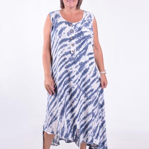 Lagenlook Plus Size Oversized Tie Dye Sleeveless Dress, Summer, Holiday, *Star Seller*, Lagenlook, Hi Lo Dress, Pink, Blue Mocha, - VF8006