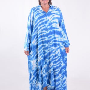 Lagenlook Plus Size Oversized Tie Dye Shirt Dress, Dress with pockets, *Star Seller*, Lagenlook, Hi Lo Dress, Pink, Blue Mocha, - VF8007