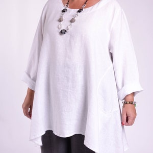 Lagenlook Linen Tunic Top, Women's Tunic, Plus Size Tunic, Linen Tunics for women, Natural Linen Tunic Top Star Seller 9415 1 zdjęcie 4