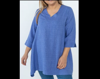 Ladies Lagenlook Plus Size Tunic Shirt, Long Tunic, Plus Size Top, Tunic Dress, Black Tunic,  60" Bust 18, 20, 22, 24, 26 *Star Seller* 3972