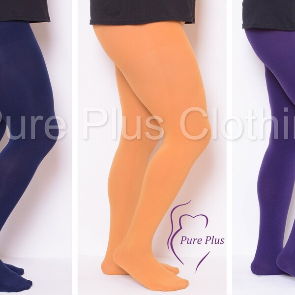 Plus Size Tights Pantyhose 90 Denier, Made in Italy, High Waisted, Black, Blue, Green, Yellow, Purple, Rust, Red UK 22 - 32 90 DENIER TIGHTS