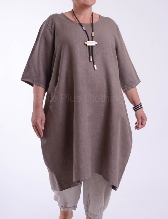 Lagenlook Heavy Linen Quirky Tunic - 9415