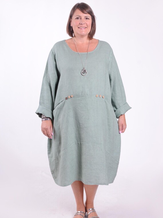 Lagenlook Linen Dress With Buttons and Pockets, Plus Size Linen Dress, Flax  Dress, Sustainable, Loose, Casual, Size 16 18 20 22 24 - 8867-1 - Etsy  Canada