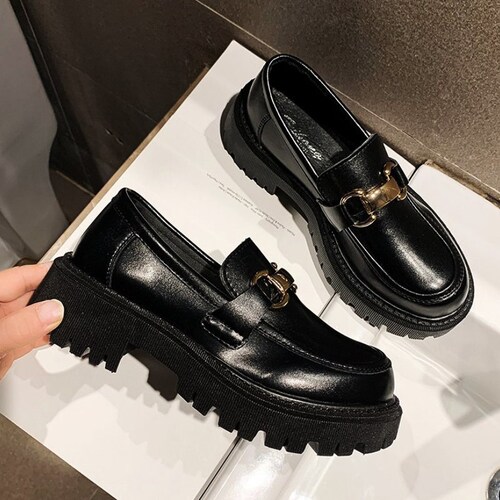 Black Chunky Loafers Heels Platform Shoes Retro Platform - Etsy