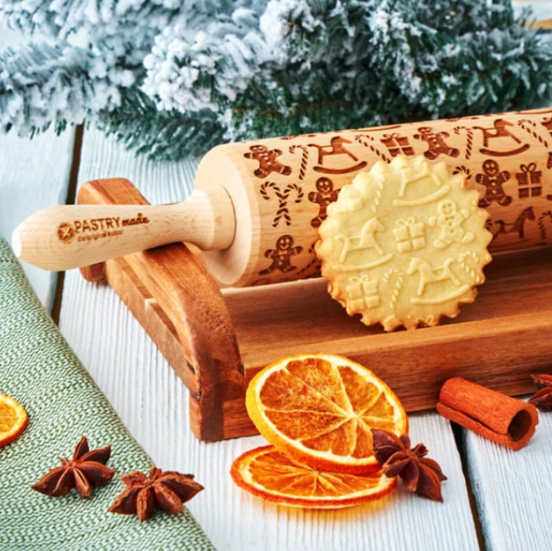 Engraved Christmas Rolling Pin for Cookies Embossed Mini Etsy
