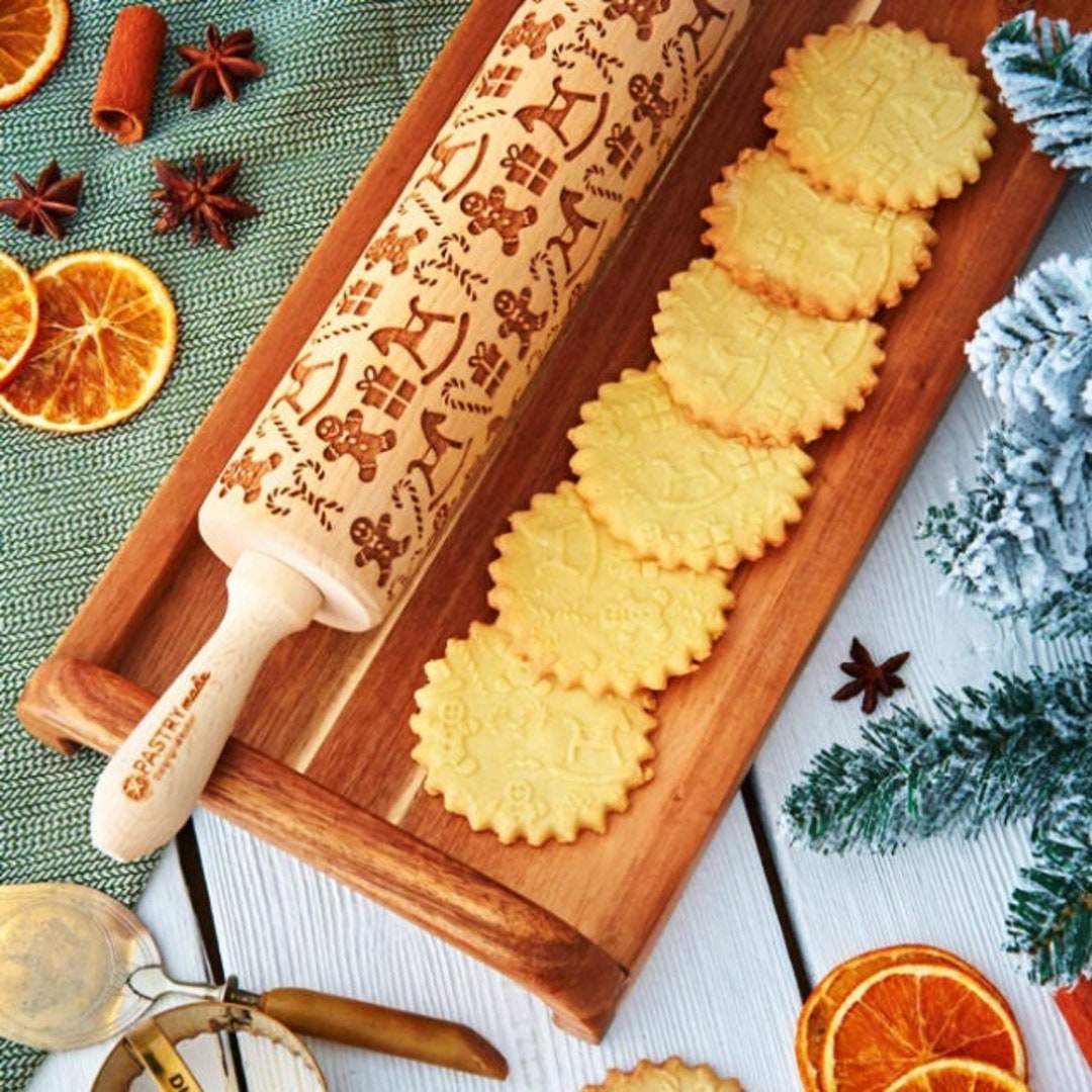 Engraved Christmas Rolling Pin for Cookies Embossed Mini Etsy