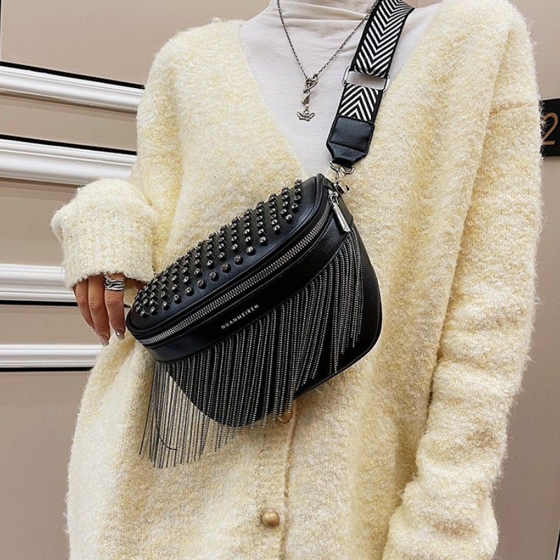 Small PU Leather Elegant Fanny Pack Belt Bag Purse Snakeskin Pattern for Women Travel 
