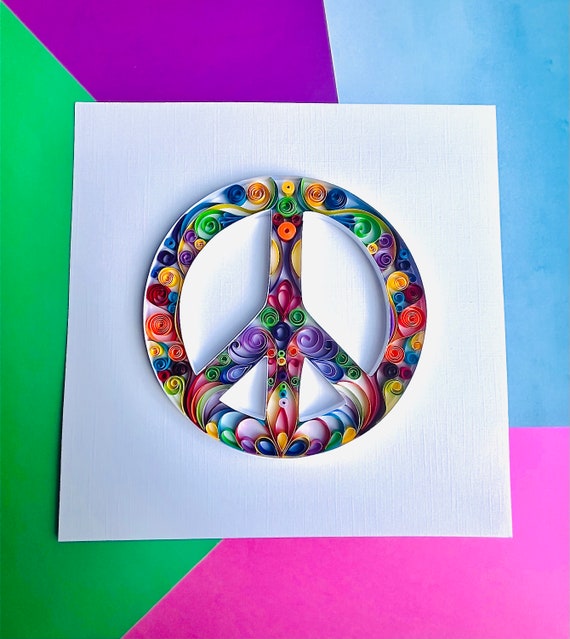 Quilled Peace Sign: Rainbow Paper Art, Nursery Decor - Etsy