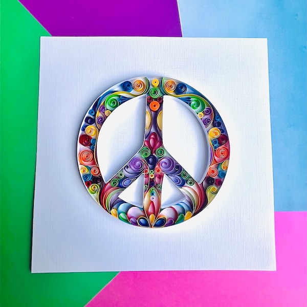 Quilling Art, Paper Art, Peace Symbol, Nursery Art Decor, Peace Sign, Peace Art Print, Quilled Art, Rainbow Art, Peace & Love, Yoga Room