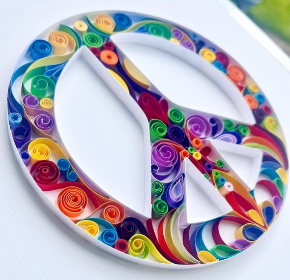 Quilled Peace Sign: Rainbow Paper Art, Nursery Decor - Etsy