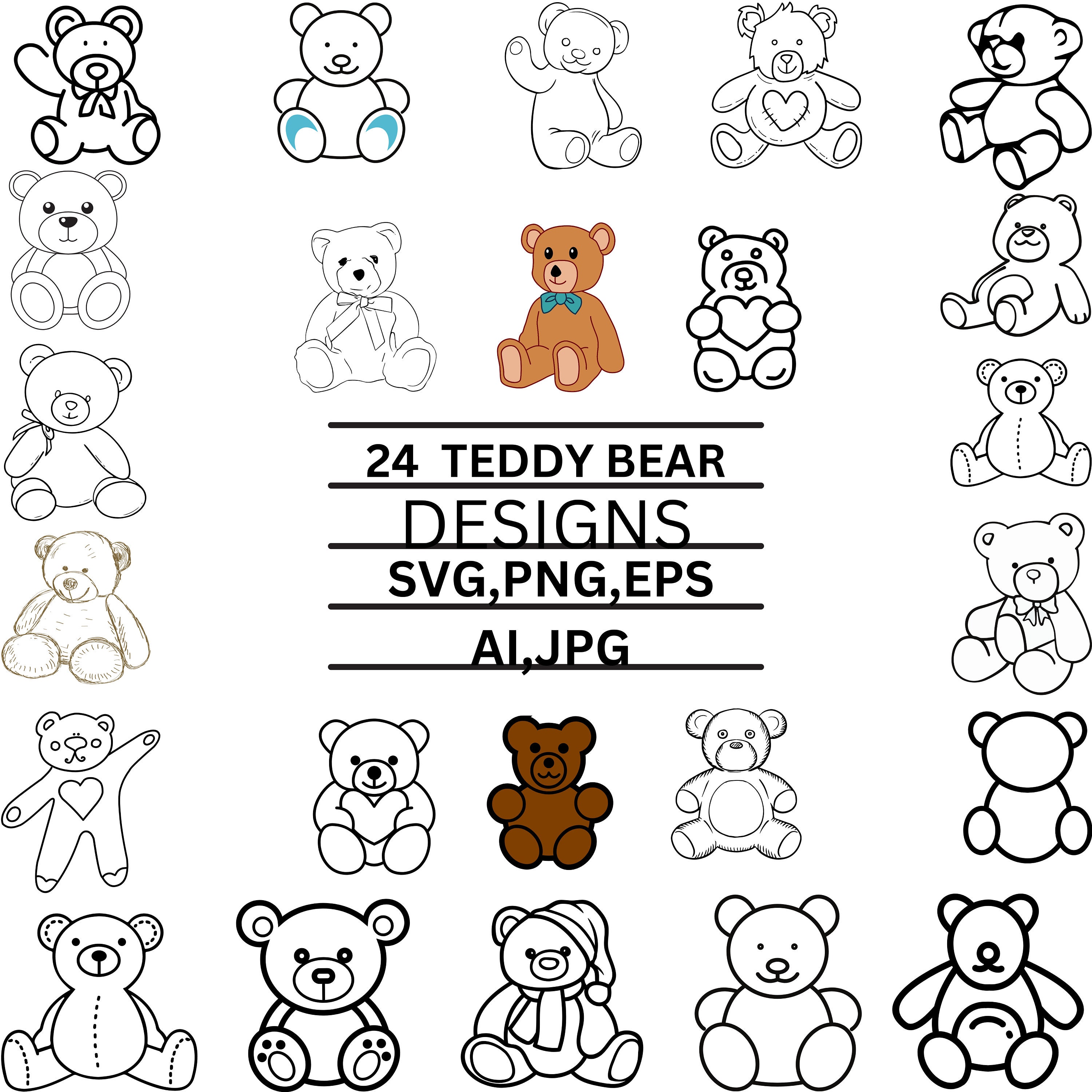 Baby Bear svg, Cute Teddy Bear svg, Teddy Bear svg Cricut, Teddy Bear