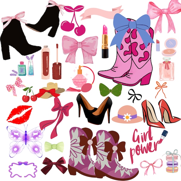 Cow girl shoes svg Cherry png Cherry bow svg Western png Pink Bow svg Aesthetic Png Ribbon Girlie Png Social Club svg coquette boots svg