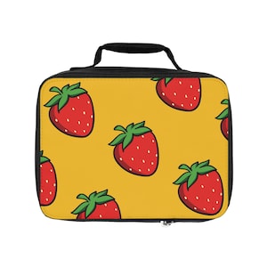 Strawberry Print Lunch Bag | Cute Insulated Tote for Kids | Back to School, Picnic, Travel, Eco-Friendly, Gift Idea
