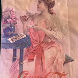 Vintage woman “sipping tea” Coca-Cola gift bag, large