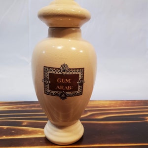 Extremely rare gum Arab vintage ceramic apothecary jar Eli Lilly