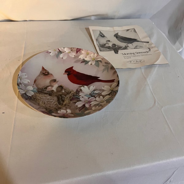 Natures poetry collection plate from WS George, 1989 cardinals morning serenade by Lena Liu