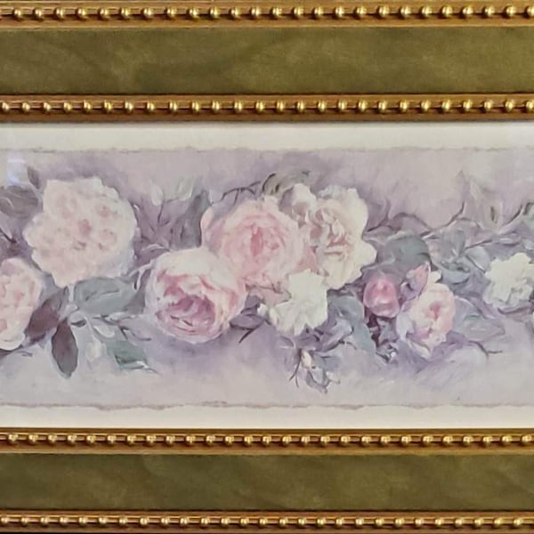 Vintage C Wenterle Olson beautiful watercolor framed flower painting