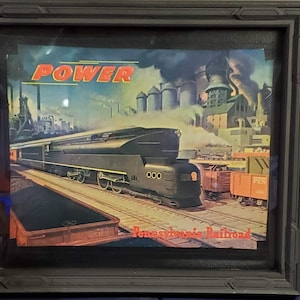 Vintage 1940’s WWII Pennsylvania Railroad power to pave the future framed add