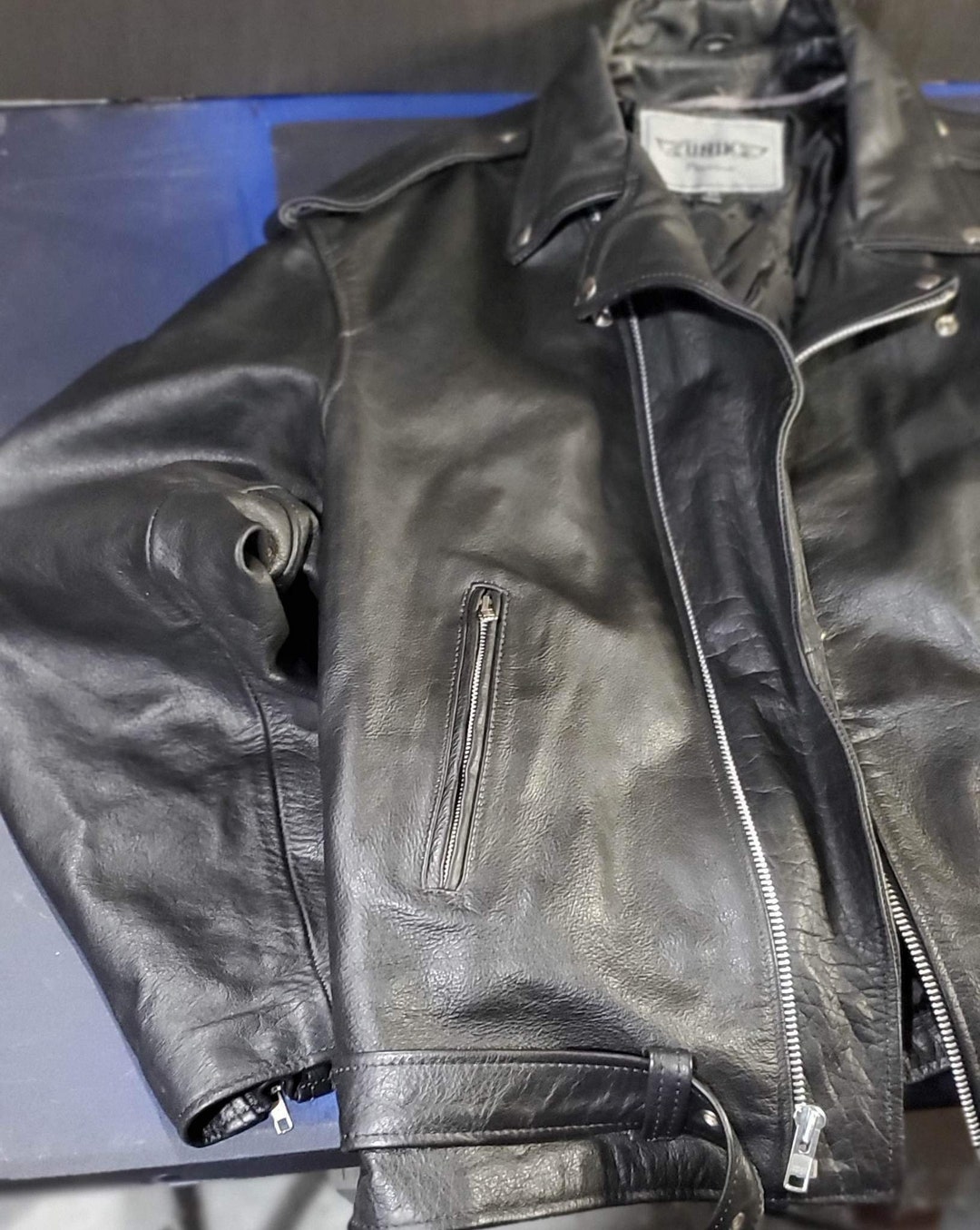 Vintage Unik Leather Motorcycle Jacket Mens Etsy