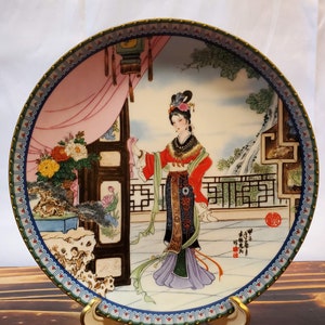 Chinese imperial jingdezhen beauties of the red mansion porcelain plate 1986