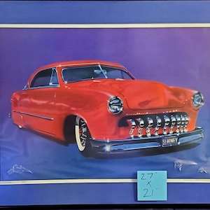 Impresión antigua de Ford enmarcada de 1984, firmada y fechada.