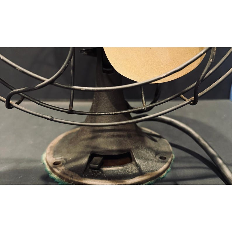 Vintage Emerson Electric Desk Fan Brass Blades Black Cage Cast Iron Base 4 Blade 画像 4