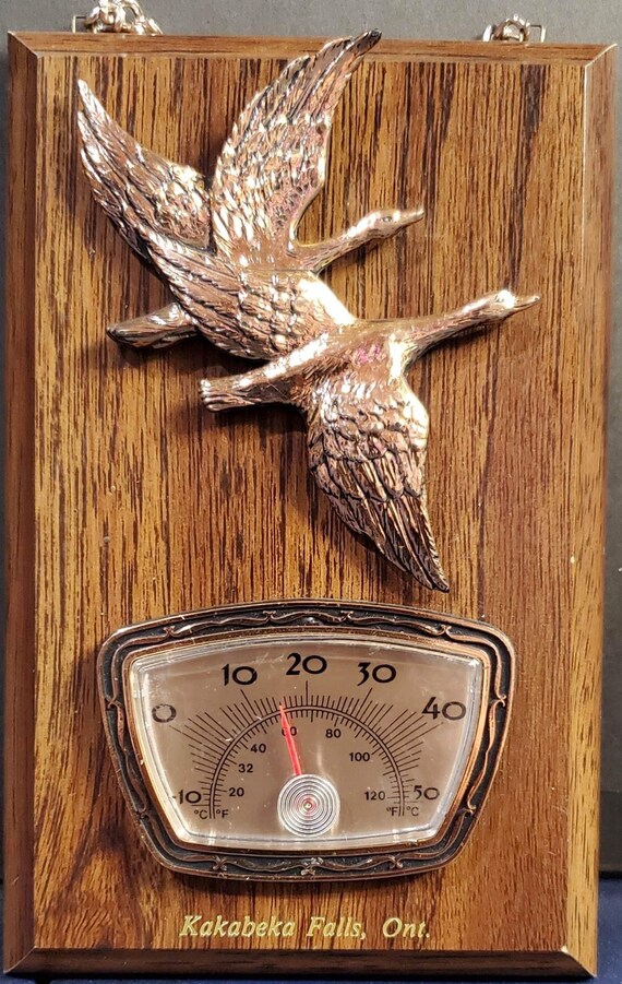 Vintage 1960s Canadian Geese 3-D Wall Hanging Thermometer 