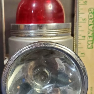 Vintage 1940s STELLAR Flashlight / Railroad Lantern, Made in Hong Kong, Top & Front Lights, 8 Inches Tall