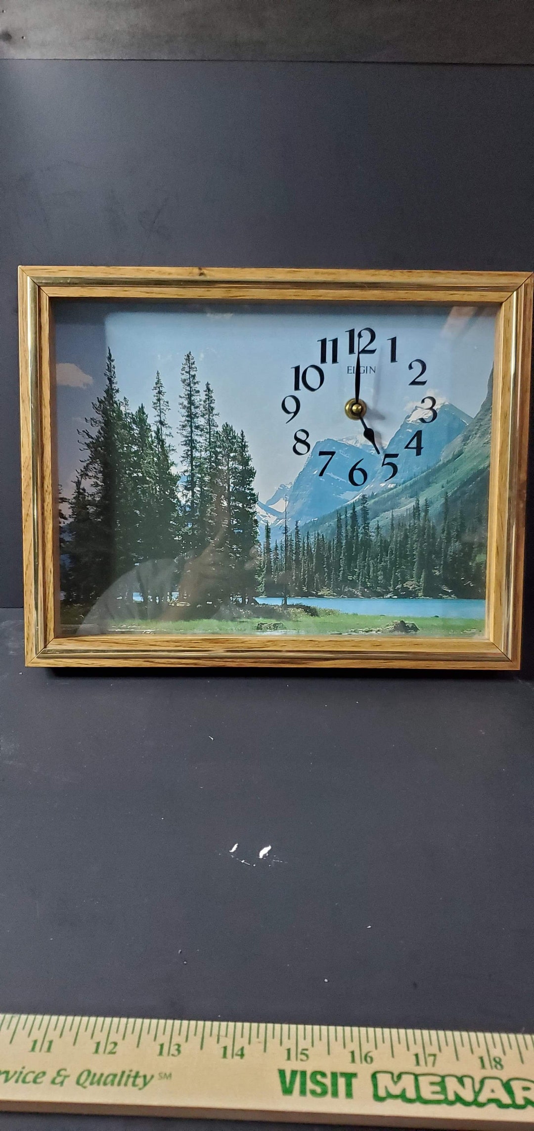 Vintage Elgin Battery Operated Wall Clock Nature Scene Etsy