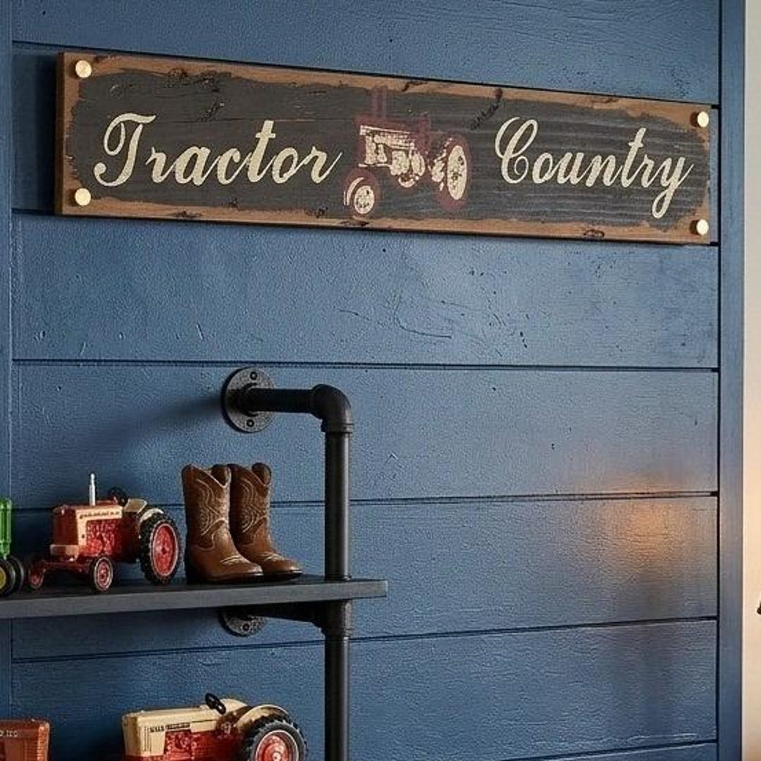 Rustic Wood Tractor Country Wall Sign Farmhouse Decor Vintage Style ...