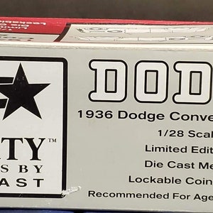 Vintage 1936 dodge convertible sedan lockable coin bank, brand new