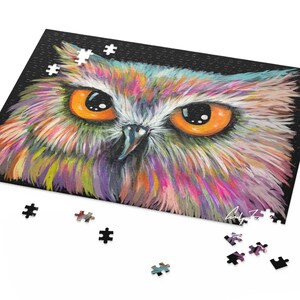 Colorful Owl Eyes Jigsaw Puzzle: Wildlife Art Gift