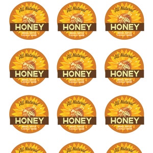 Honey Printable Avery 2 inch Labels, instant download. 2" homemade honey stickers