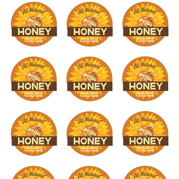 Honey Printable Avery 2 inch Labels, instant download. 2" homemade honey stickers